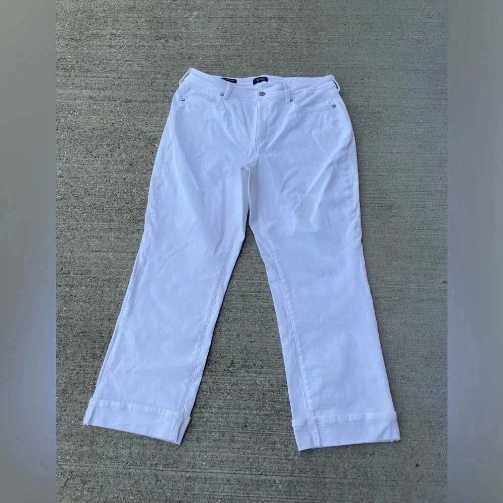 NYDJ Womens Plus 14W Cropped White Jeans